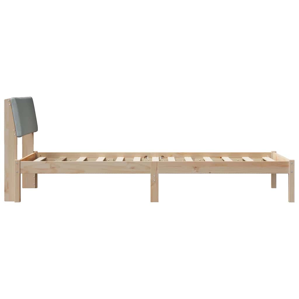 Bettgestell Braun und hellgrau 90 x 190 cm Massivholz Kiefer