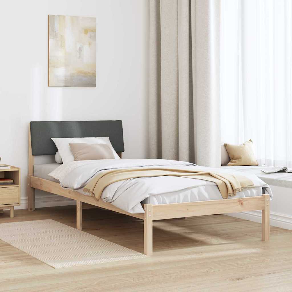 Bettgestell Braun und Dunkelgrau 90 x 190 cm Massivholz Kiefer