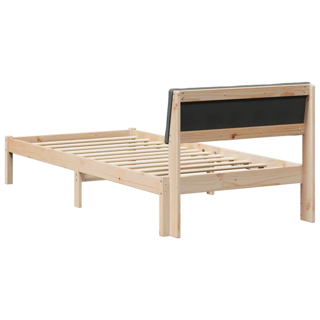 Bettgestell Braun und Dunkelgrau 90 x 190 cm Massivholz Kiefer