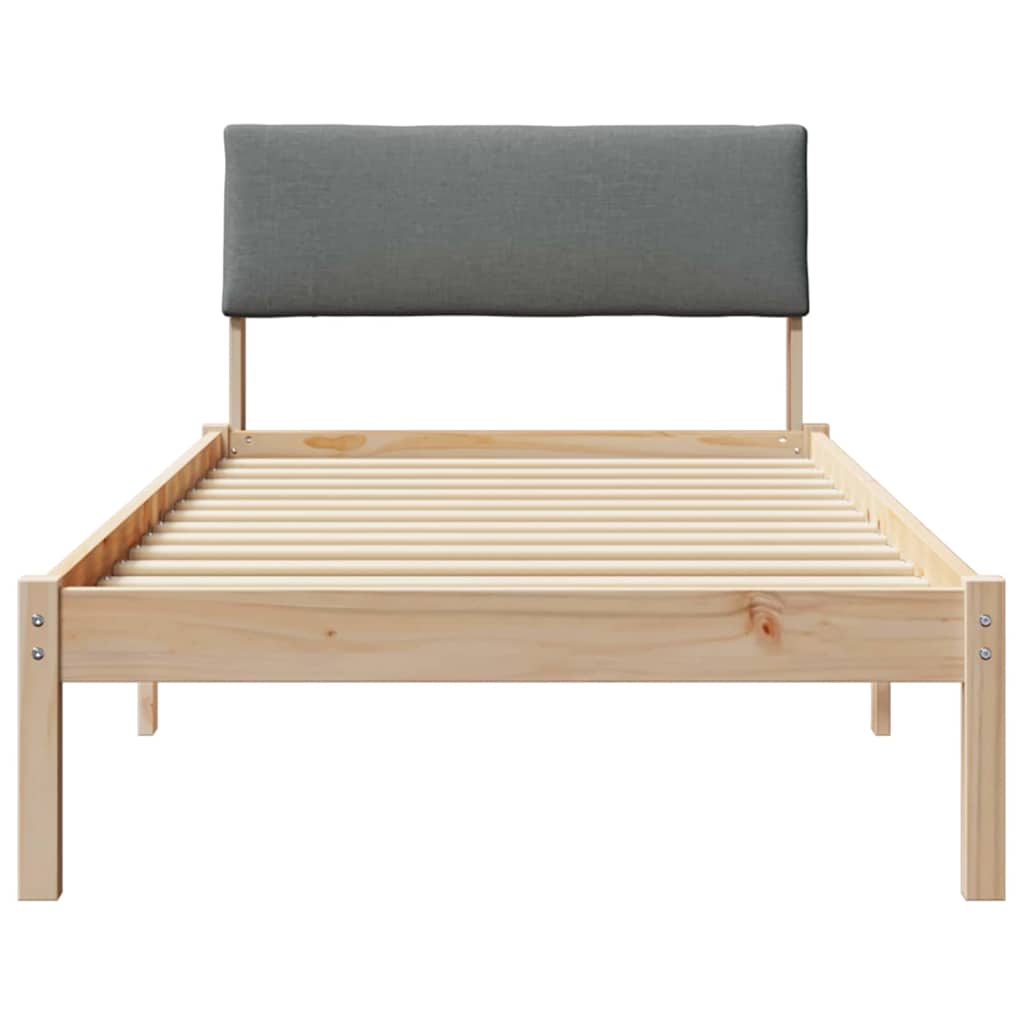 Bettgestell Braun und Dunkelgrau 90 x 190 cm Massivholz Kiefer