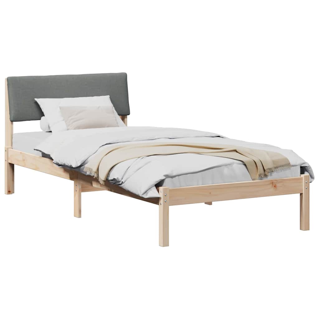Bettgestell Braun und Dunkelgrau 90 x 190 cm Massivholz Kiefer