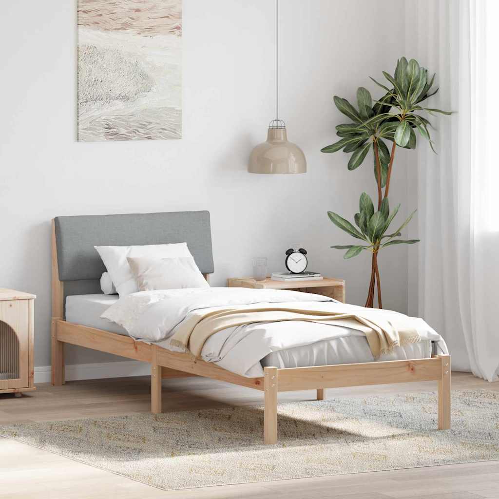 Bettgestell Braun und hellgrau 75 x 190 cm Massivholz Kiefer