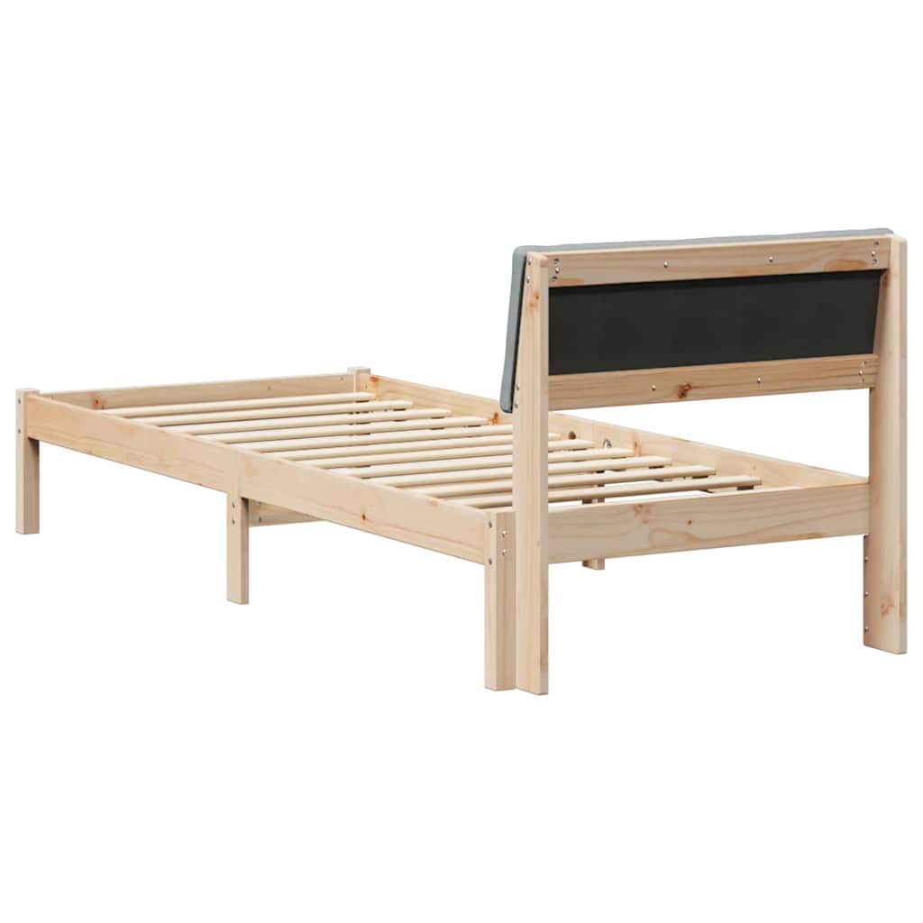 Bettgestell Braun und hellgrau 75 x 190 cm Massivholz Kiefer