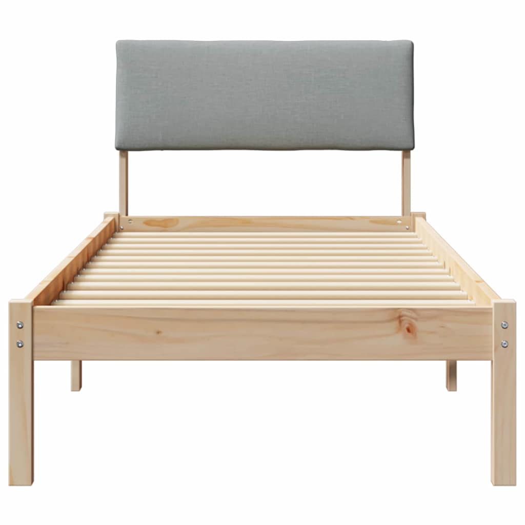 Bettgestell Braun und hellgrau 75 x 190 cm Massivholz Kiefer