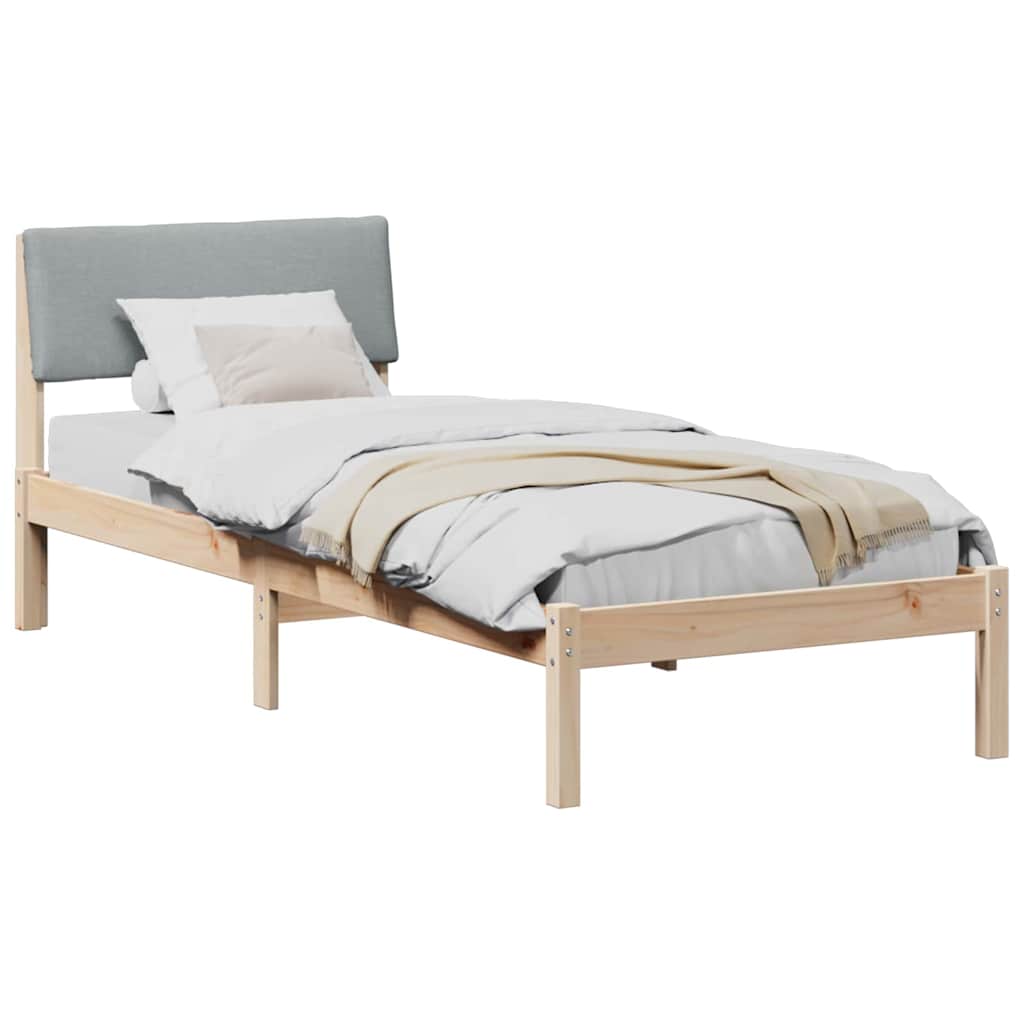Bettgestell Braun und hellgrau 75 x 190 cm Massivholz Kiefer