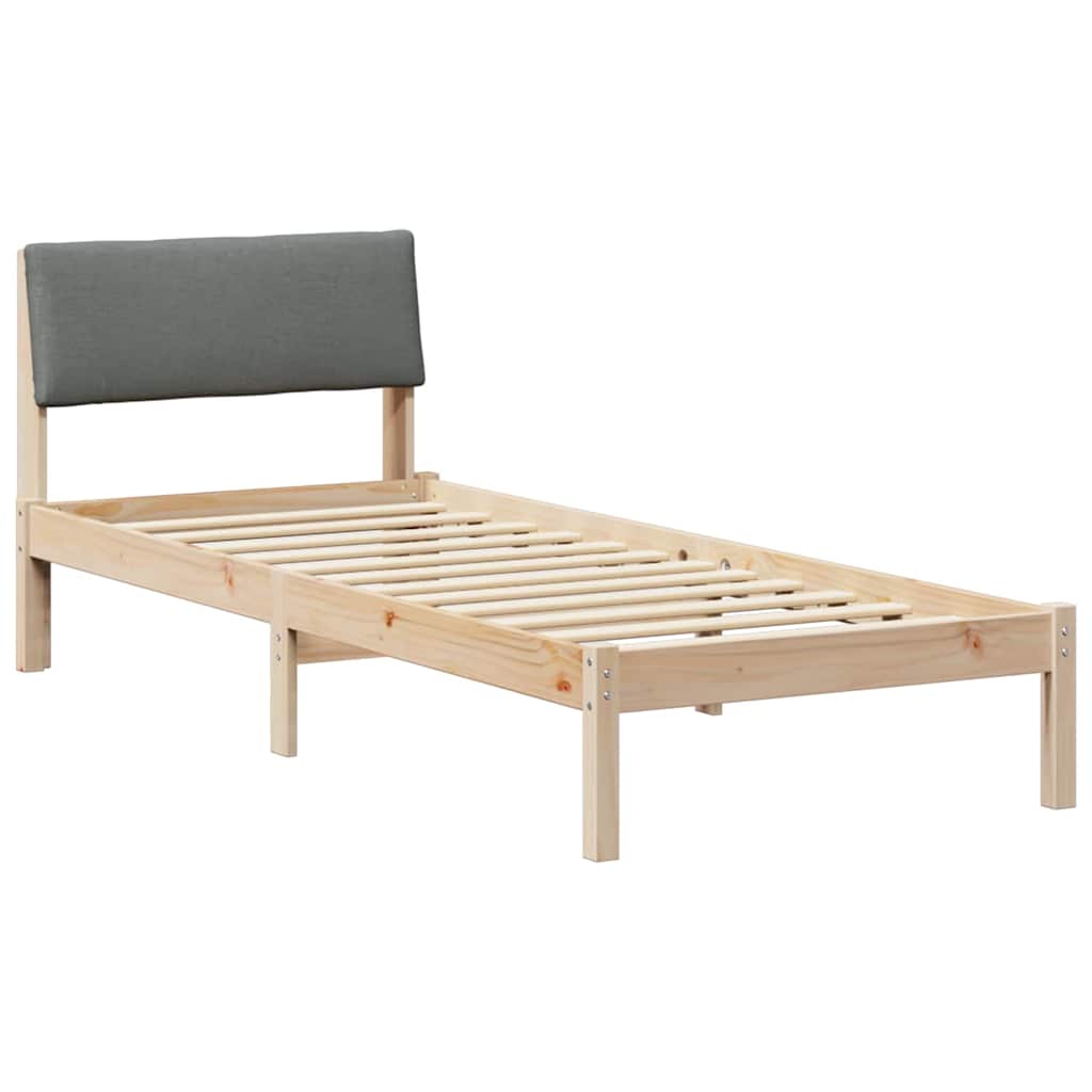 Bettgestell Braun und Dunkelgrau 75 x 190 cm Massivholz Kiefer