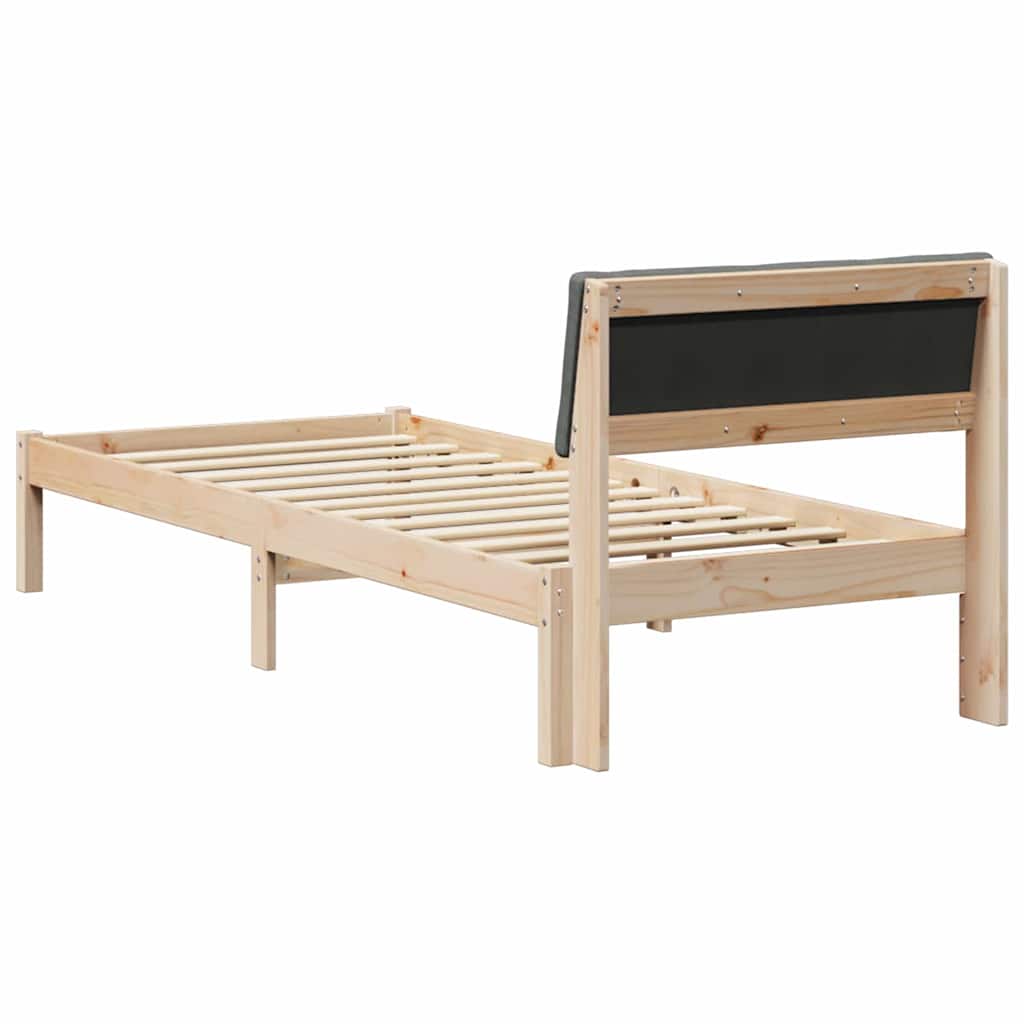 Bettgestell Braun und Dunkelgrau 75 x 190 cm Massivholz Kiefer