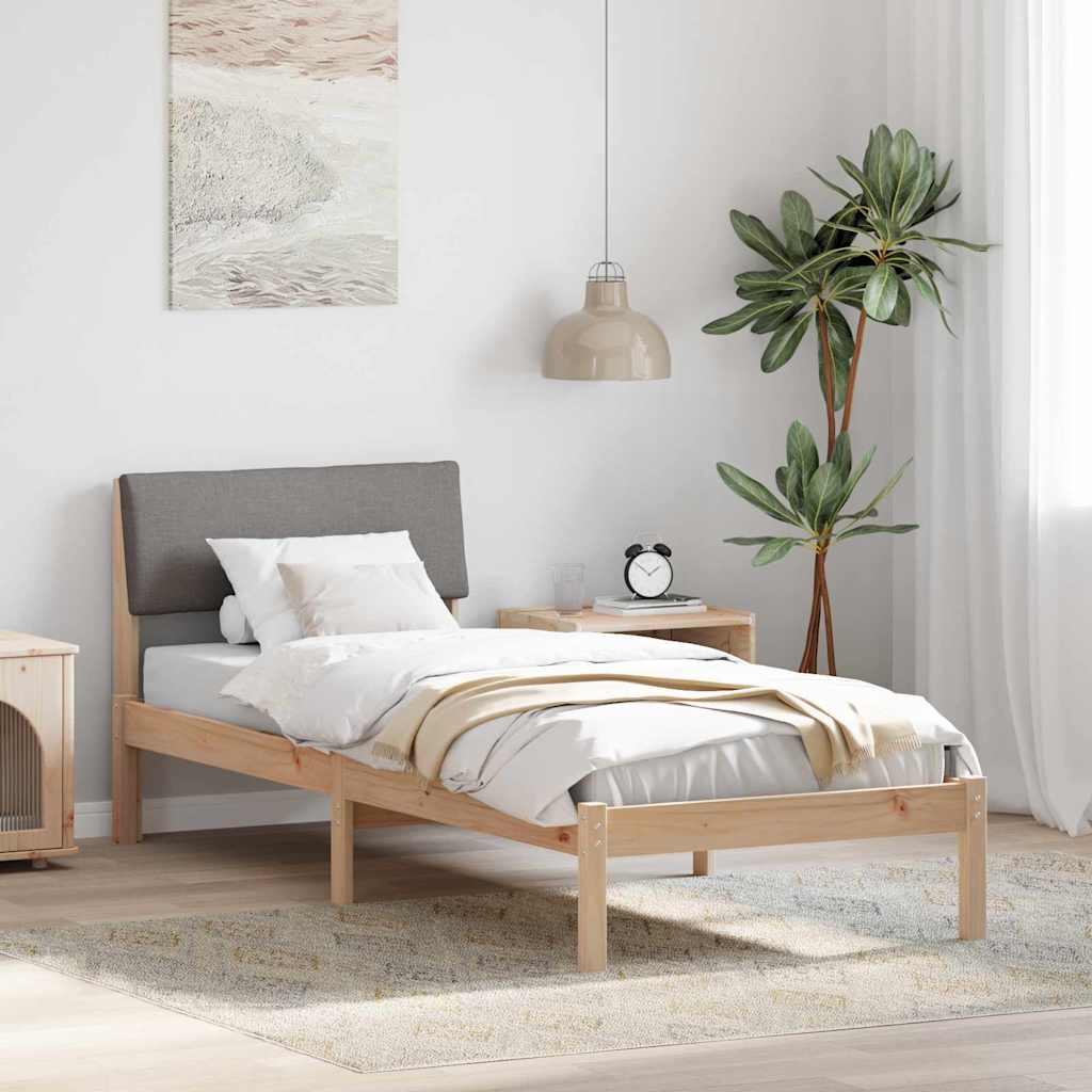Bettgestell Braun und Taupe 75 x 190 cm Massivholz Kiefer