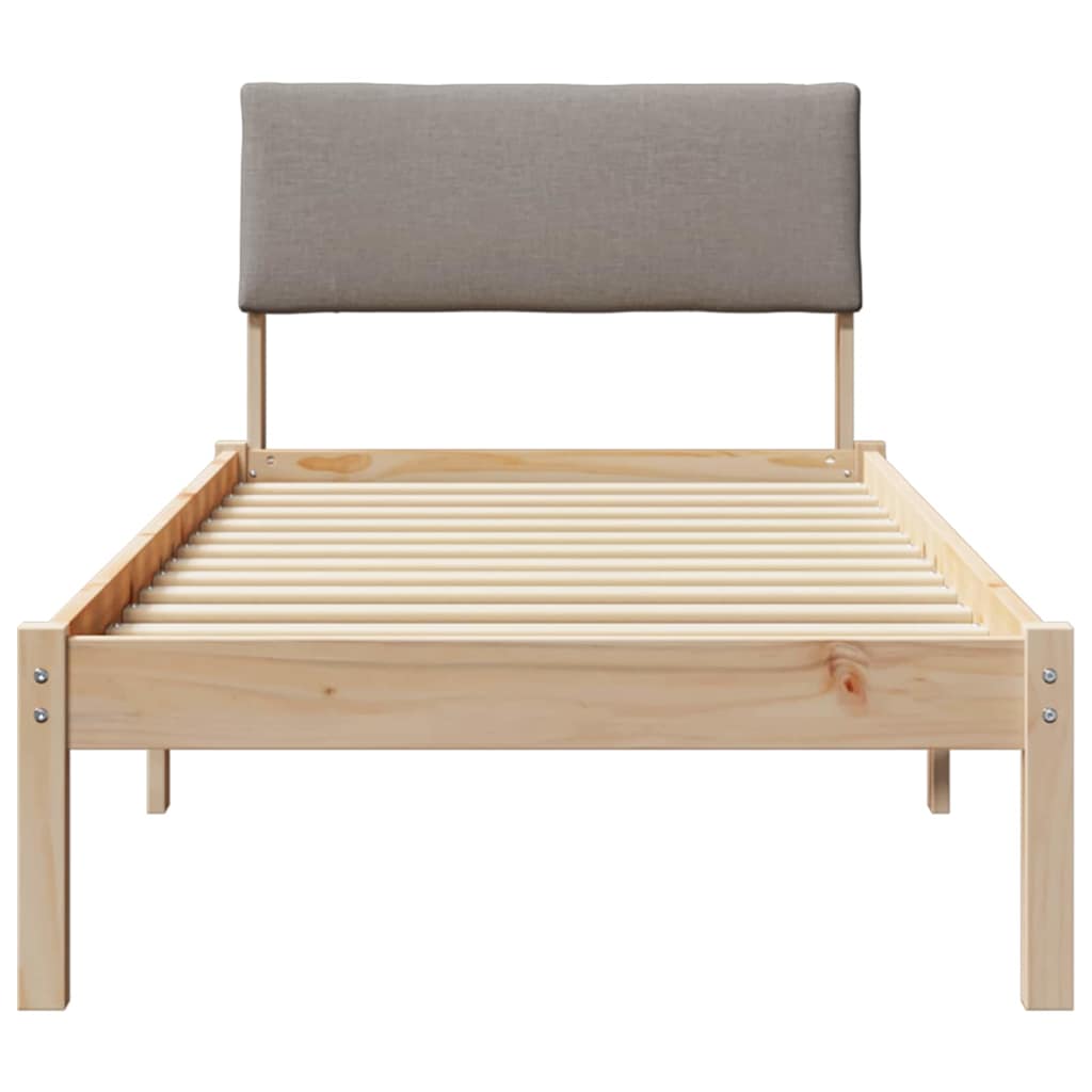 Bettgestell Braun und Taupe 75 x 190 cm Massivholz Kiefer