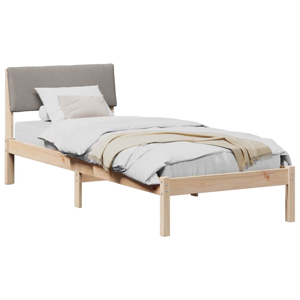 Bettgestell Braun und Taupe 75 x 190 cm Massivholz Kiefer