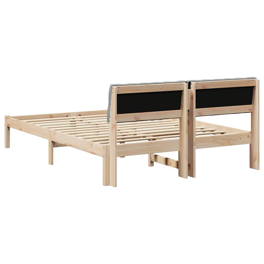 Bettgestell Braun und hellgrau 160 x 200 cm Massivholz Kiefer
