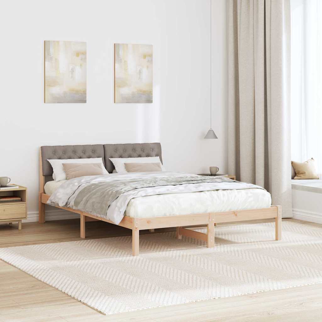 Bettgestell Braun und Taupe 160 x 200 cm Massivholz Kiefer