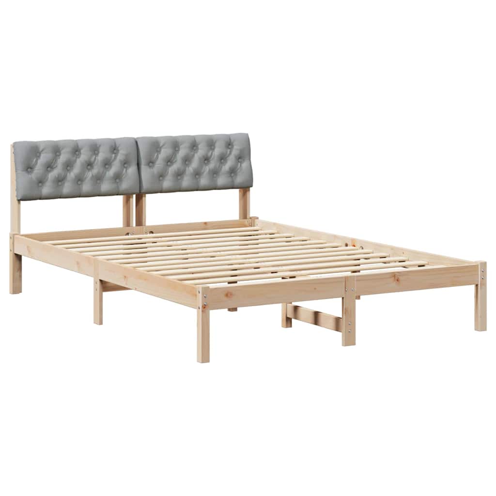Bettgestell Braun und hellgrau 150 x 200 cm Massivholz Kiefer