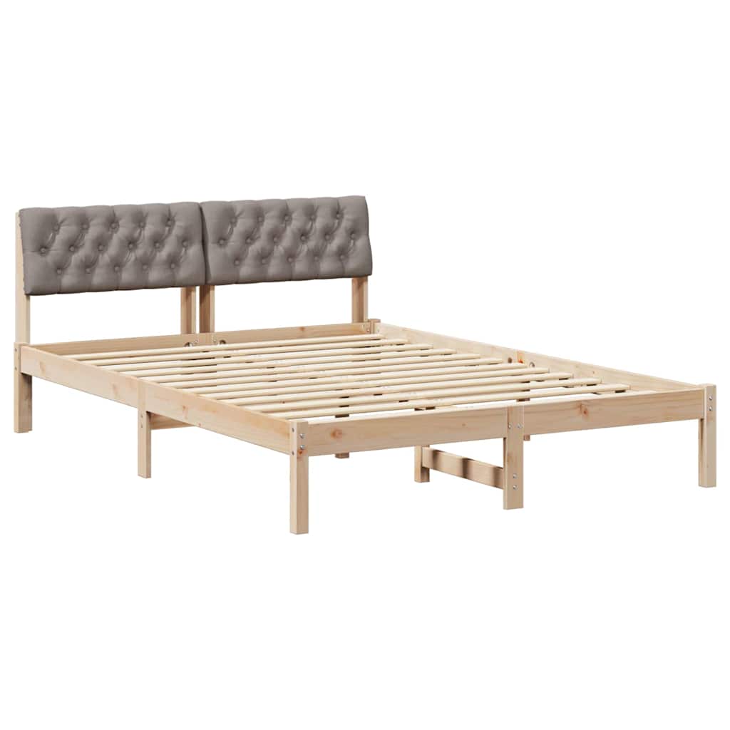 Bettgestell Braun und Taupe 150 x 200 cm Massivholz Kiefer