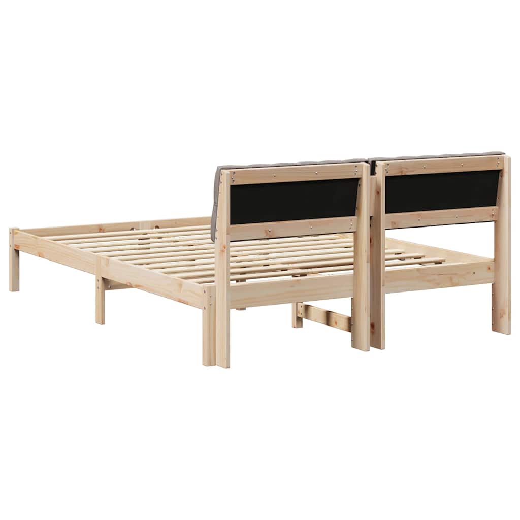 Bettgestell Braun und Taupe 150 x 200 cm Massivholz Kiefer