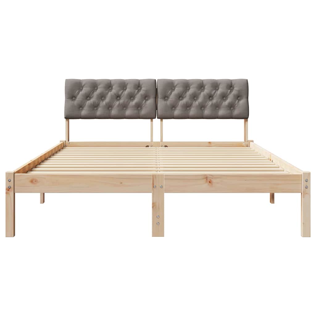 Bettgestell Braun und Taupe 150 x 200 cm Massivholz Kiefer