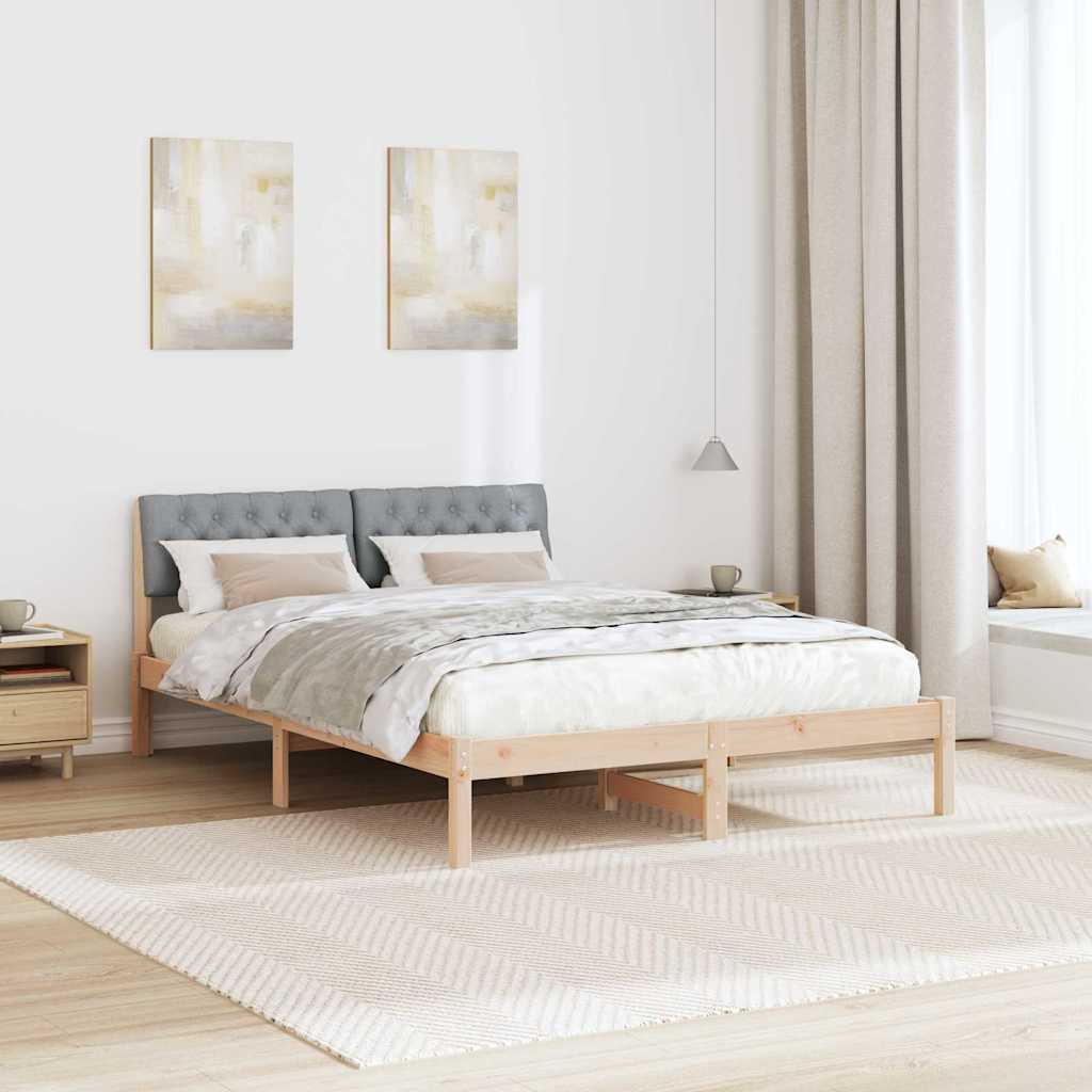 Bettgestell Braun und hellgrau 140 x 200 cm Massivholz Kiefer