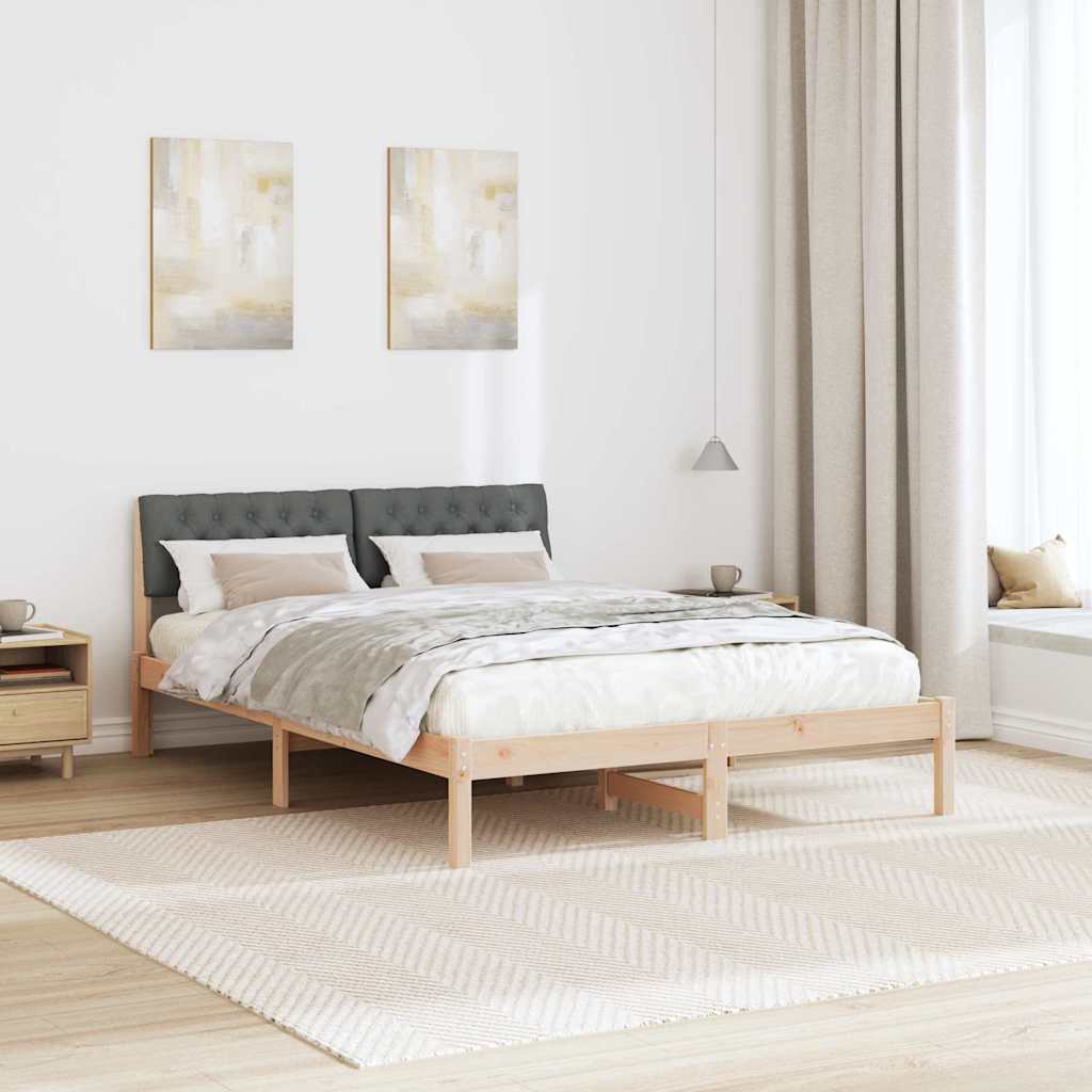 Bettgestell Braun und Dunkelgrau 140 x 200 cm Massivholz Kiefer