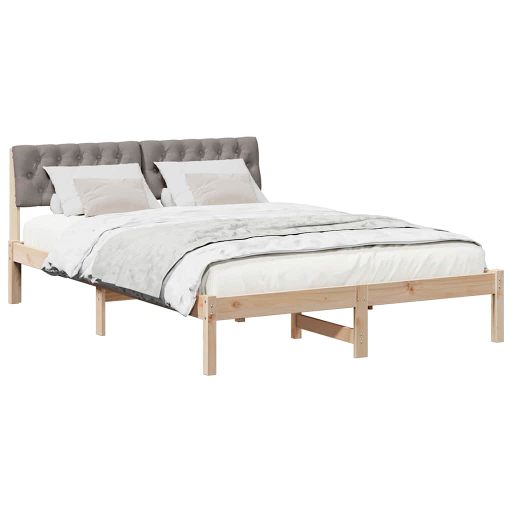 Bettgestell Braun und Taupe 140 x 200 cm Massivholz Kiefer