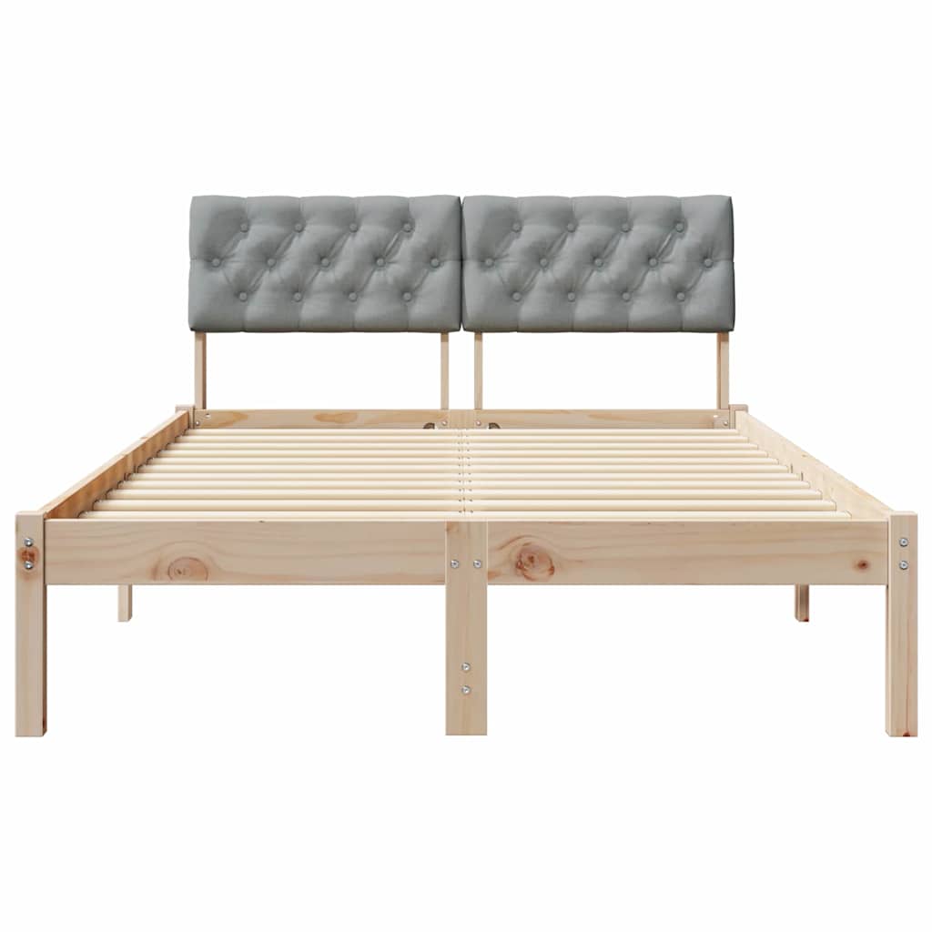 Bettgestell Braun und hellgrau 120 x 200 cm Massivholz Kiefer