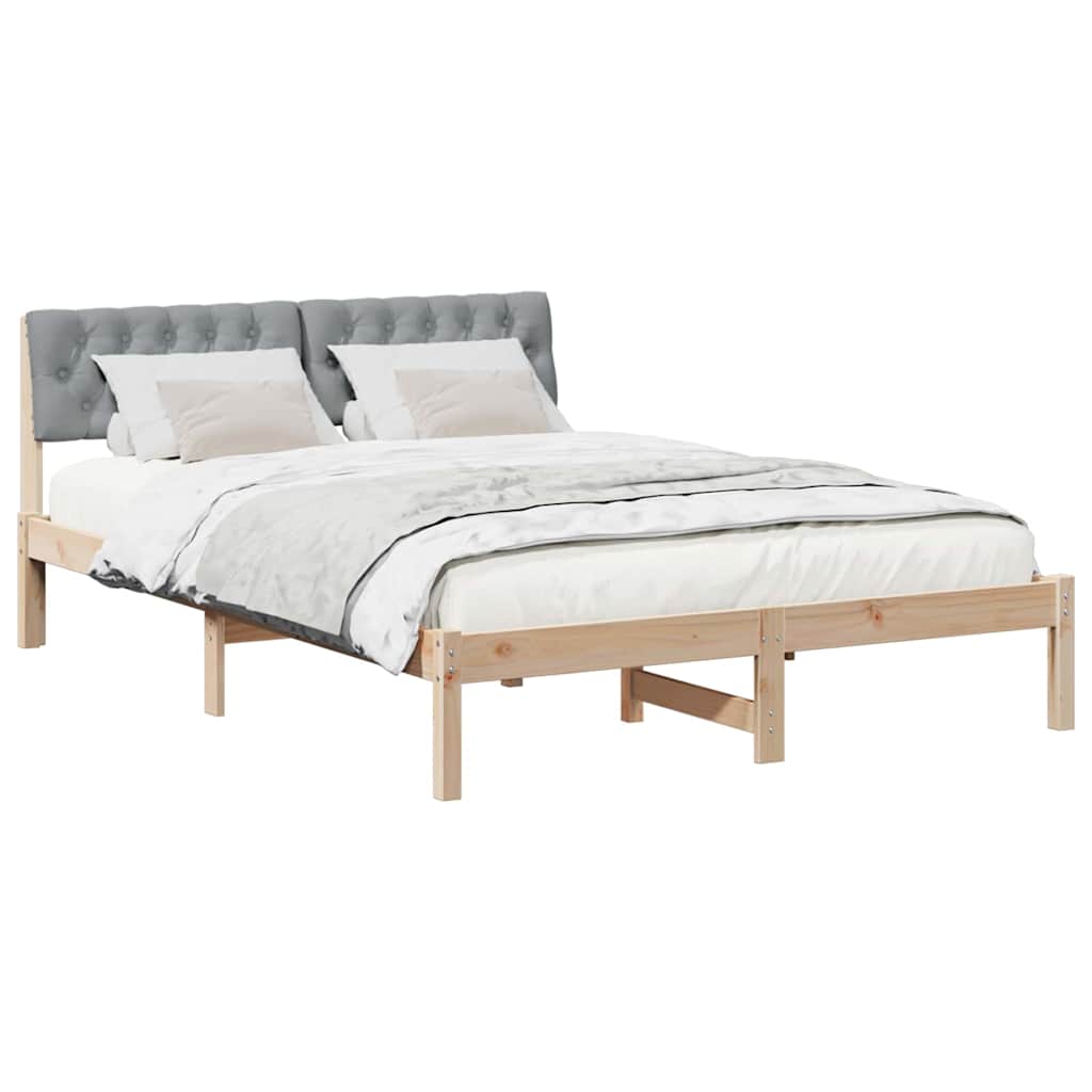 Bettgestell Braun und hellgrau 140 x 190 cm Massivholz Kiefer