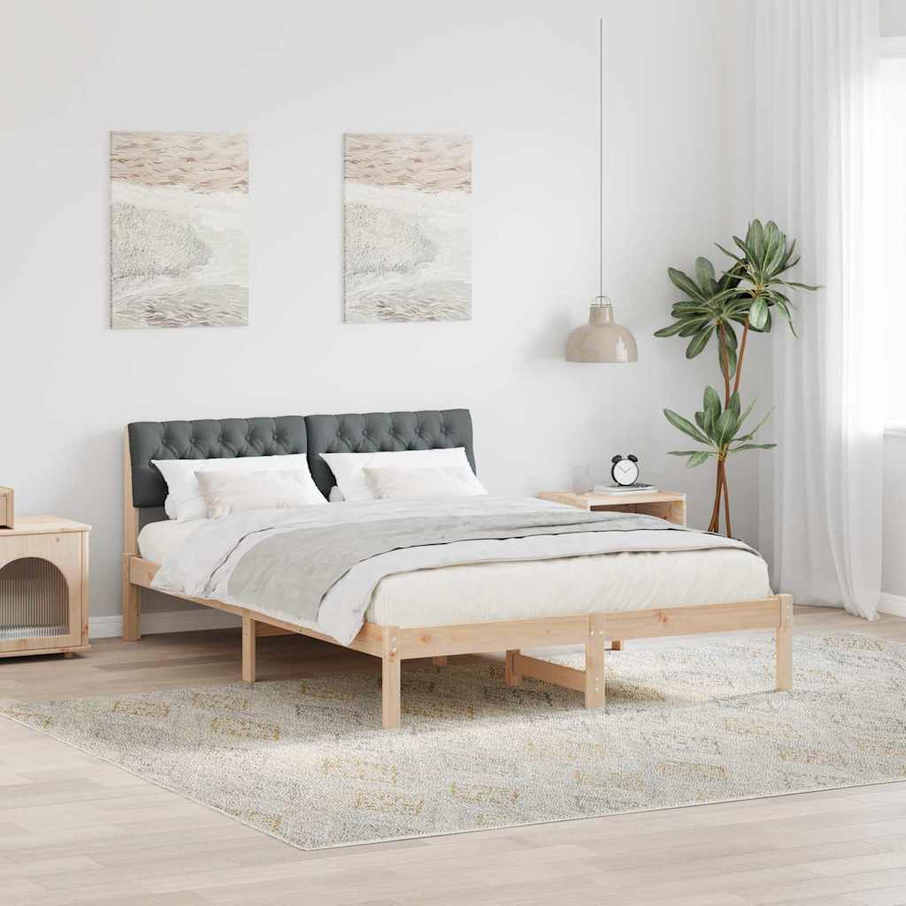 Bettgestell Braun und Dunkelgrau 140 x 190 cm Massivholz Kiefer