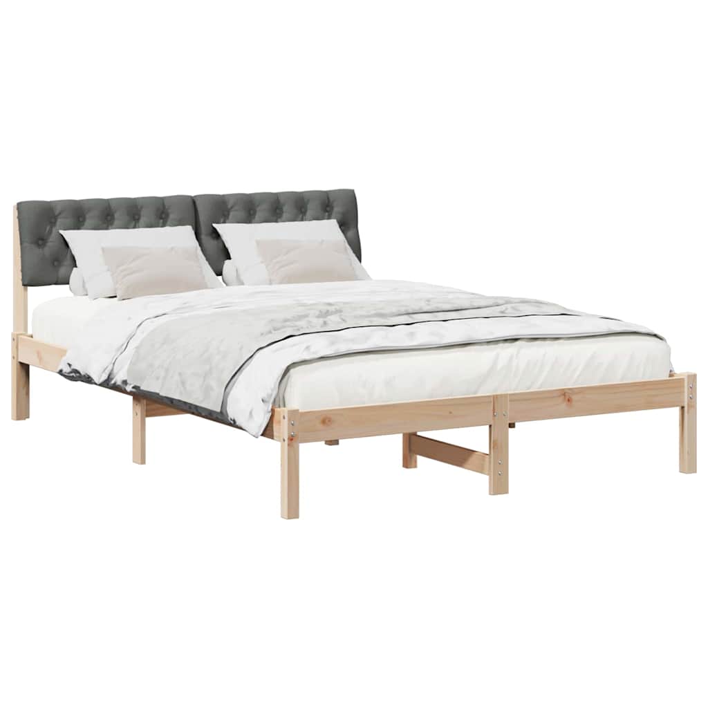 Bettgestell Braun und Dunkelgrau 140 x 190 cm Massivholz Kiefer