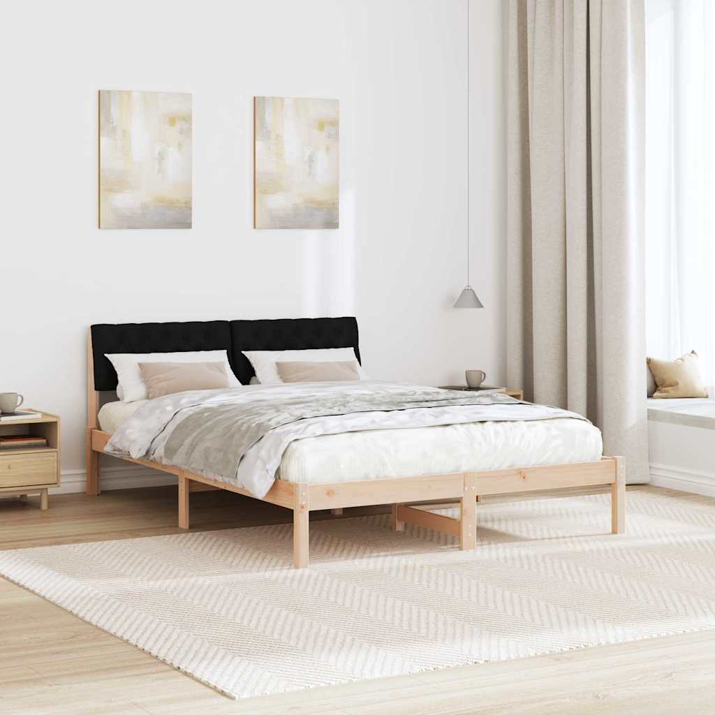 Bettgestell Braun und Schwarz 140 x 190 cm Massivholz Kiefer