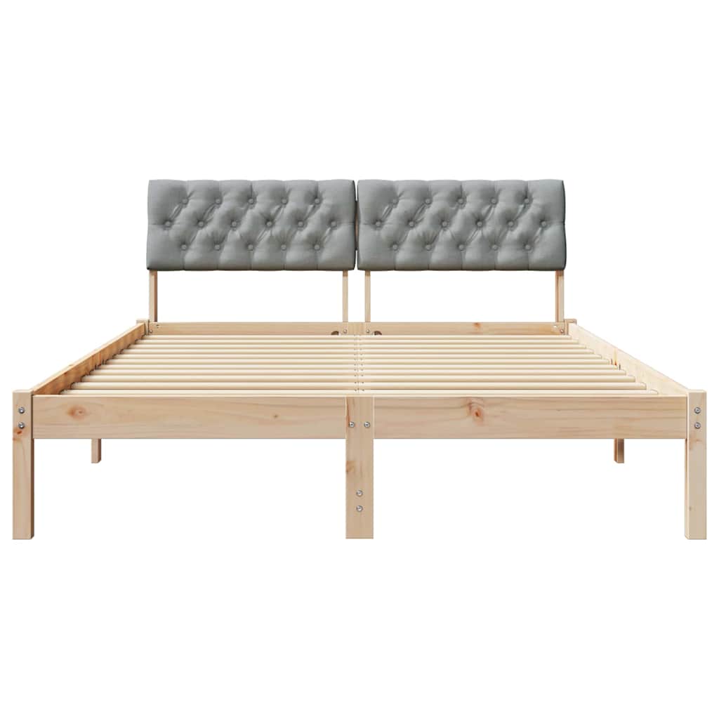 Bettgestell Braun und hellgrau 135 x 190 cm Massivholz Kiefer