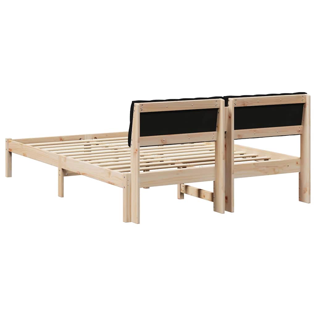 Bettgestell Braun und Schwarz 135 x 190 cm Massivholz Kiefer