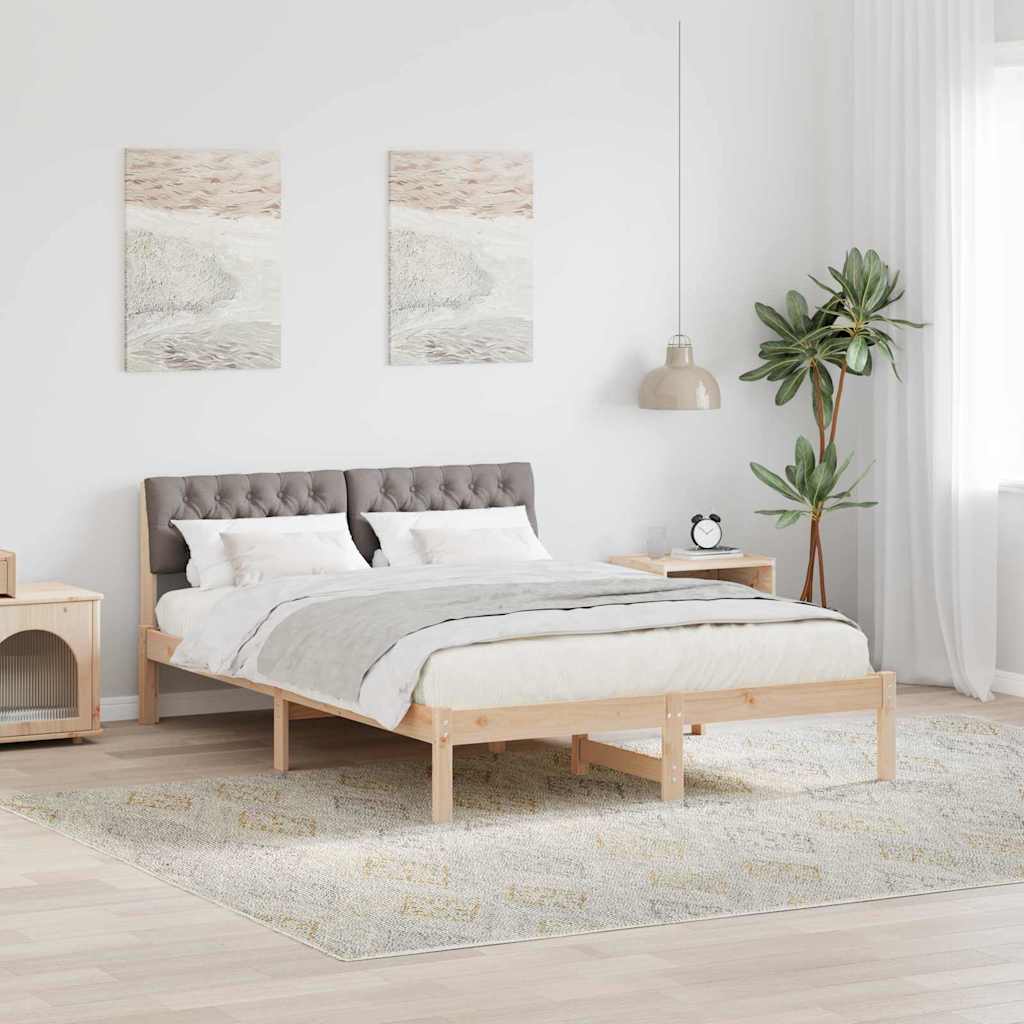 Bettgestell Braun und Taupe 135 x 190 cm Massivholz Kiefer