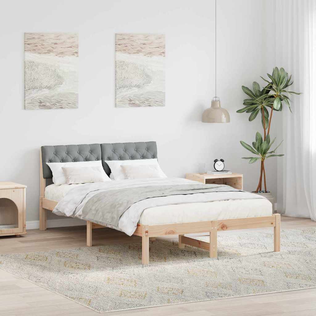 Bettgestell Braun und hellgrau 120 x 190 cm Massivholz Kiefer
