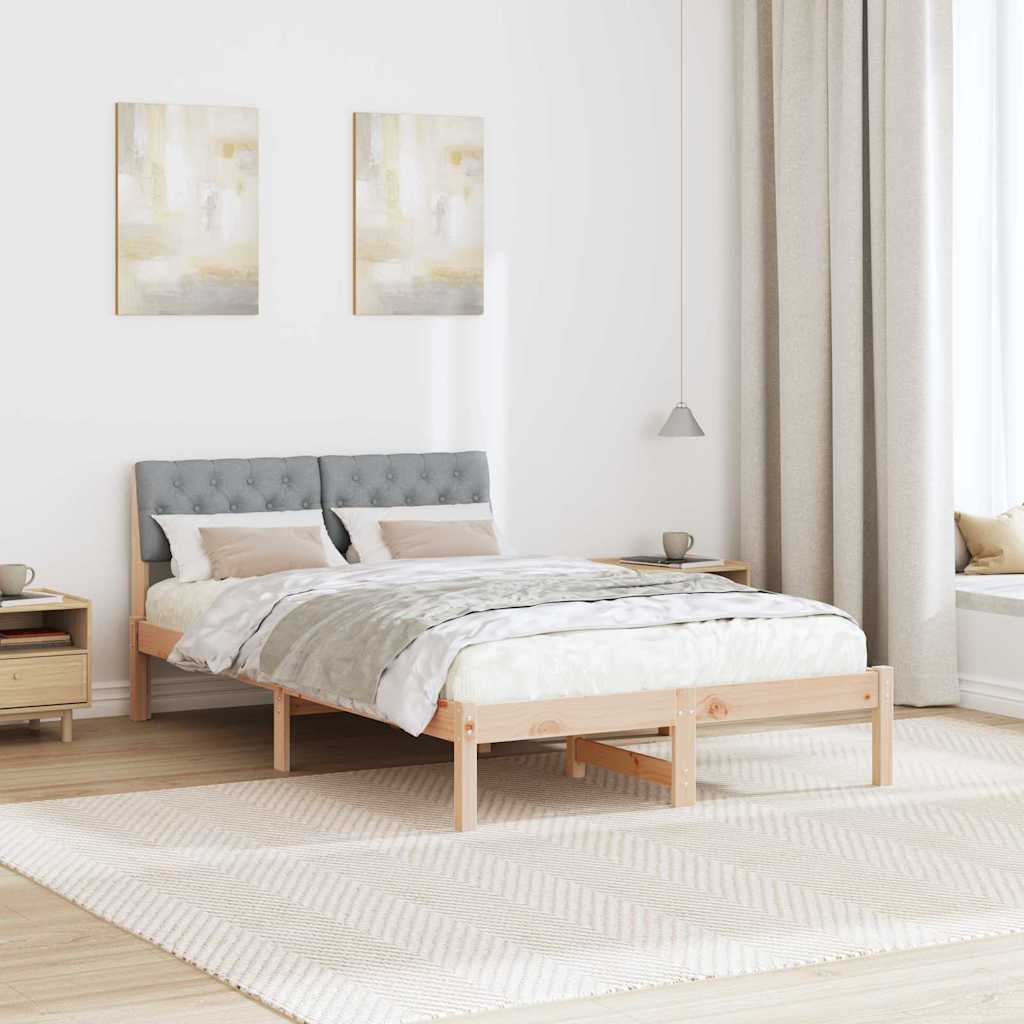 Bettgestell Braun und hellgrau 120 x 190 cm Massivholz Kiefer