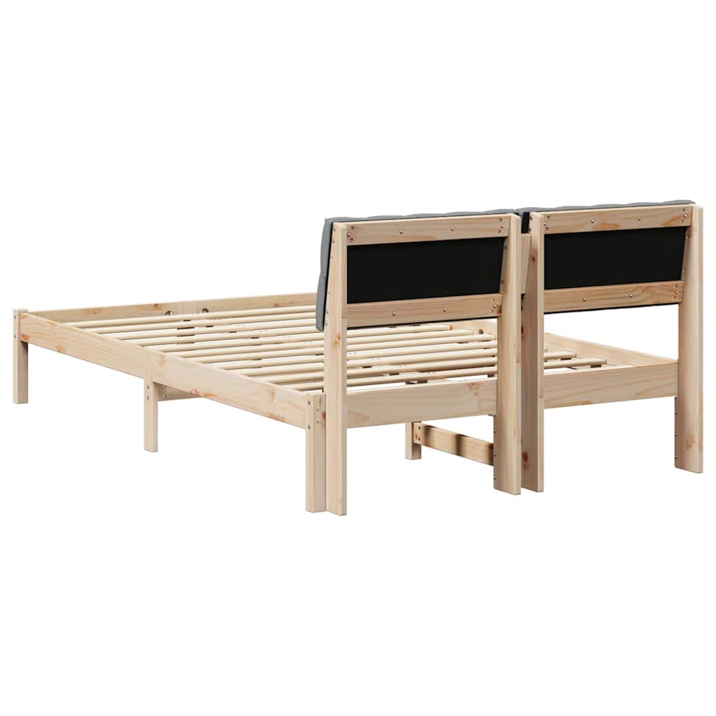 Bettgestell Braun und hellgrau 120 x 190 cm Massivholz Kiefer