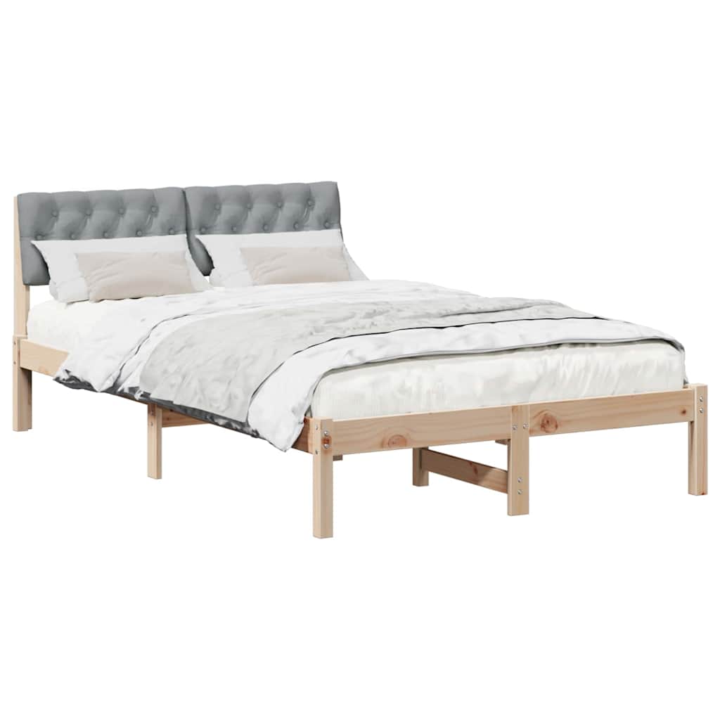 Bettgestell Braun und hellgrau 120 x 190 cm Massivholz Kiefer