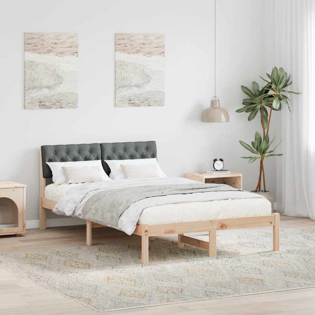 Bettgestell Braun und Dunkelgrau 120 x 190 cm Massivholz Kiefer