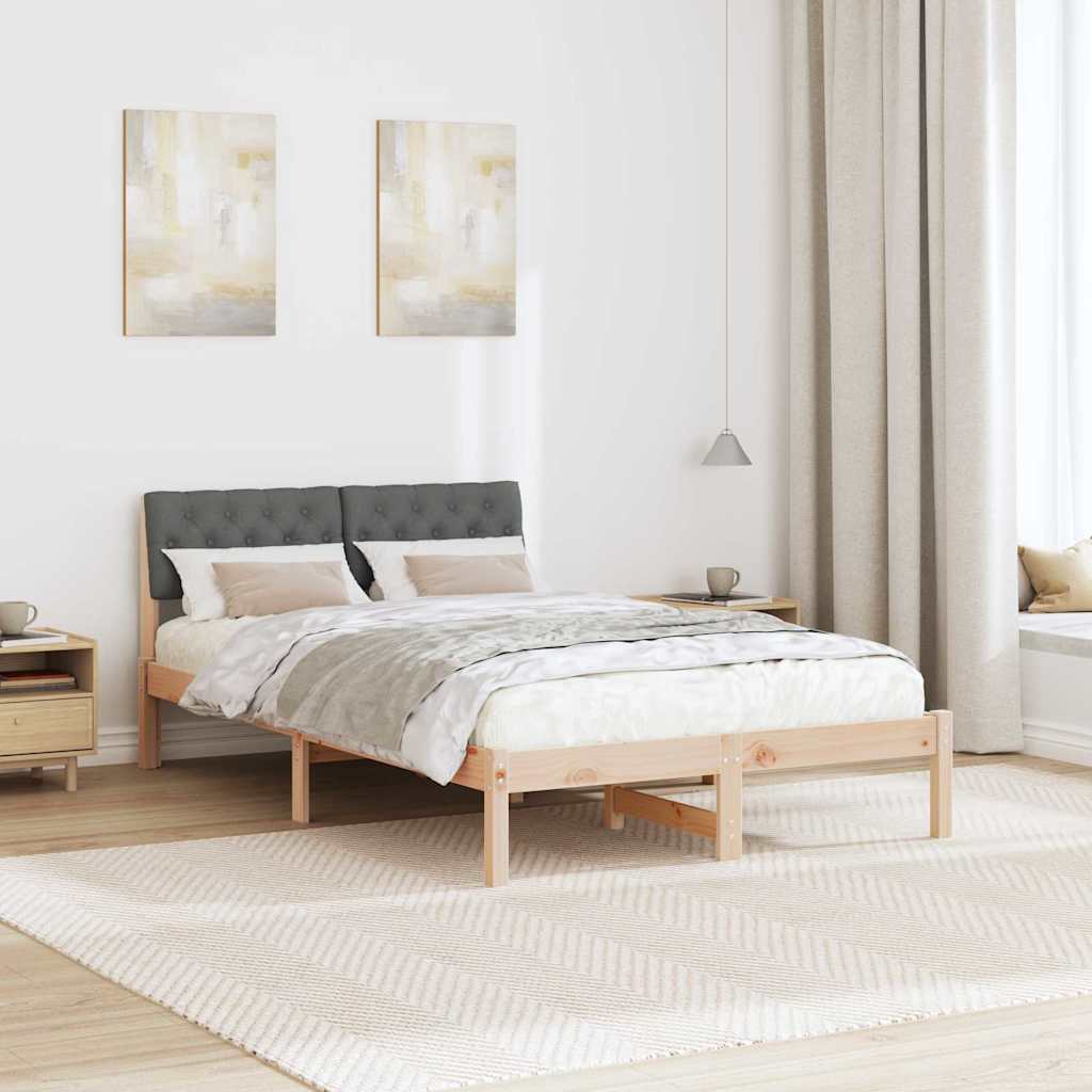 Bettgestell Braun und Dunkelgrau 120 x 190 cm Massivholz Kiefer