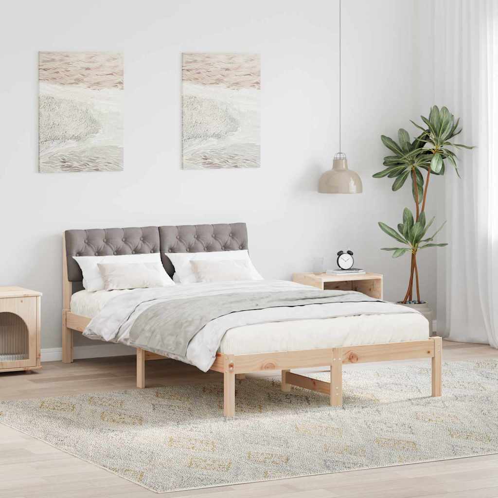 Bettgestell Braun und Taupe 120 x 190 cm Massivholz Kiefer