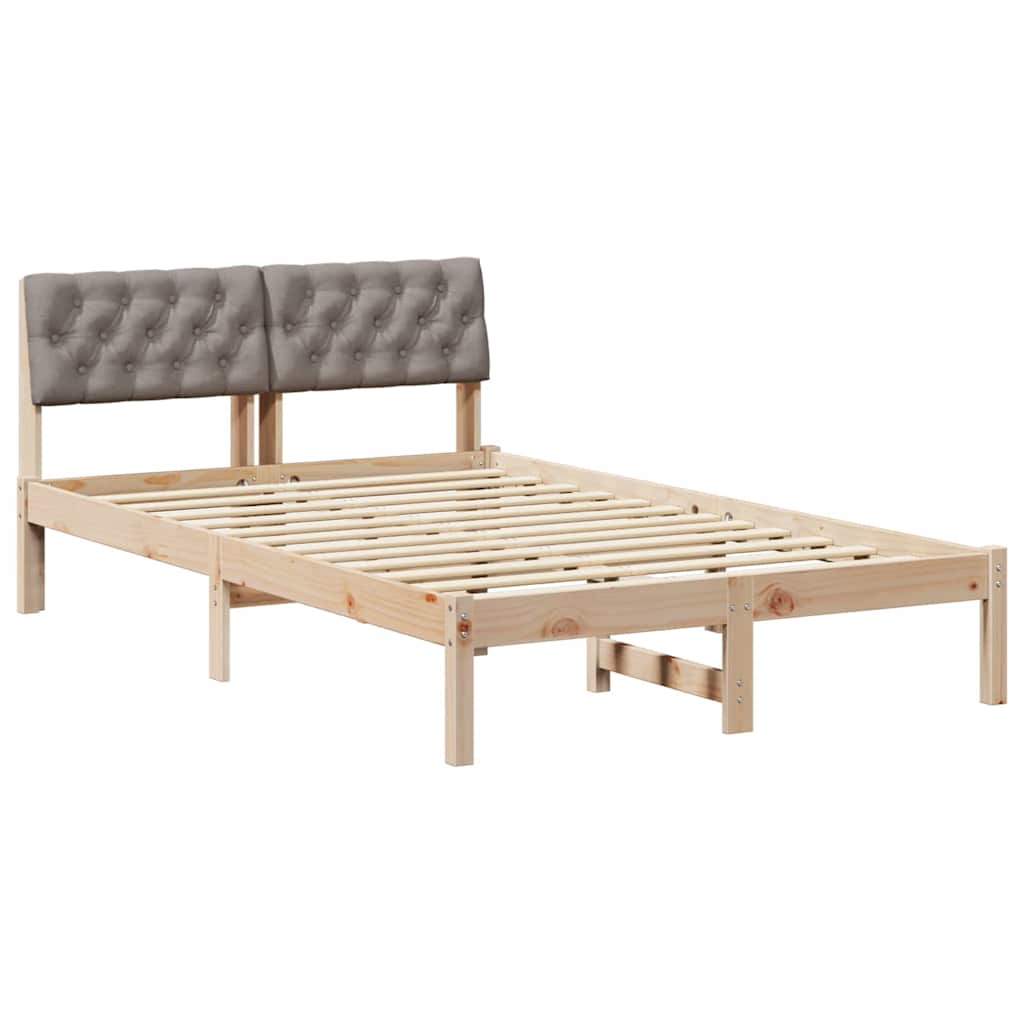 Bettgestell Braun und Taupe 120 x 190 cm Massivholz Kiefer