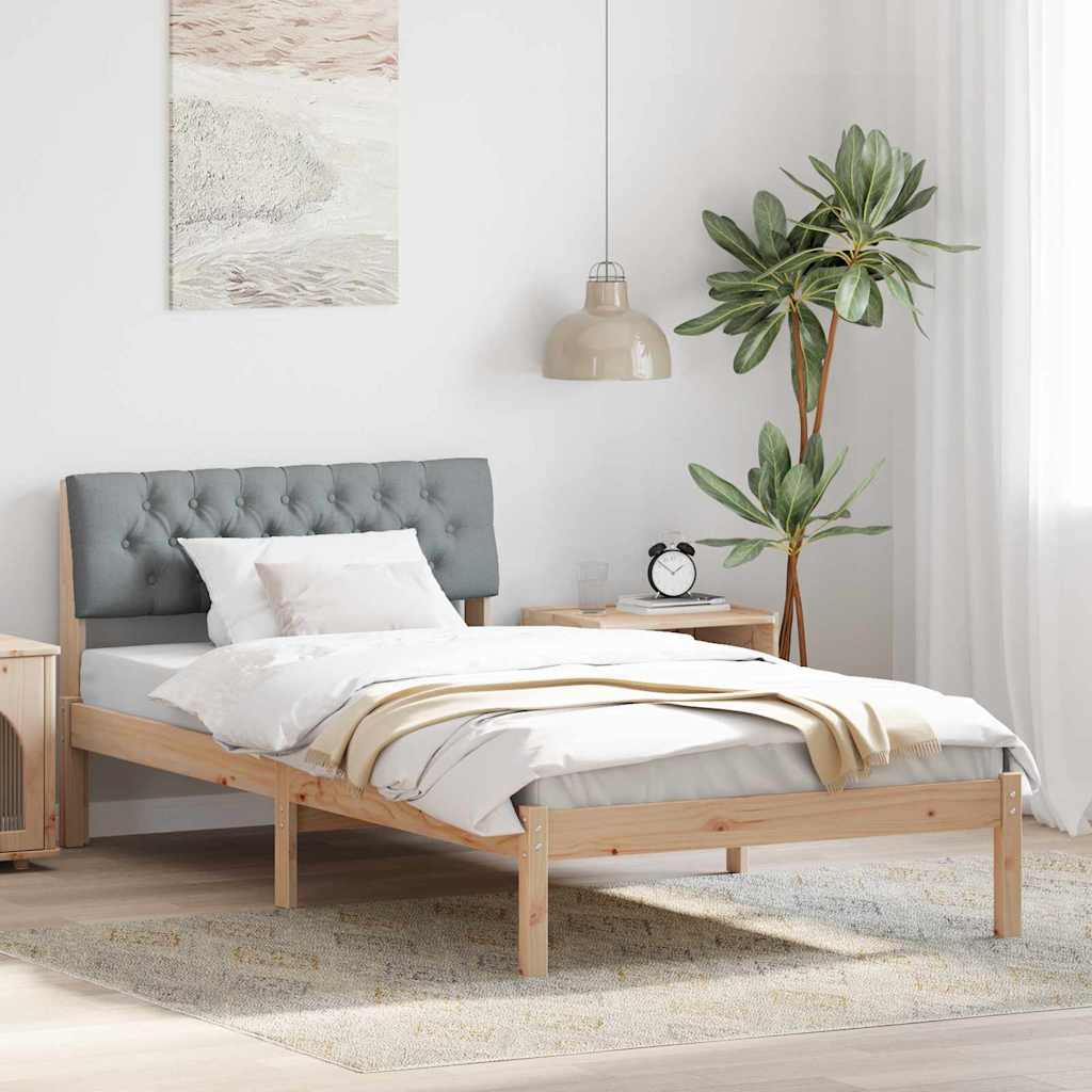 Bettgestell Braun und hellgrau 100 x 200 cm Massivholz Kiefer