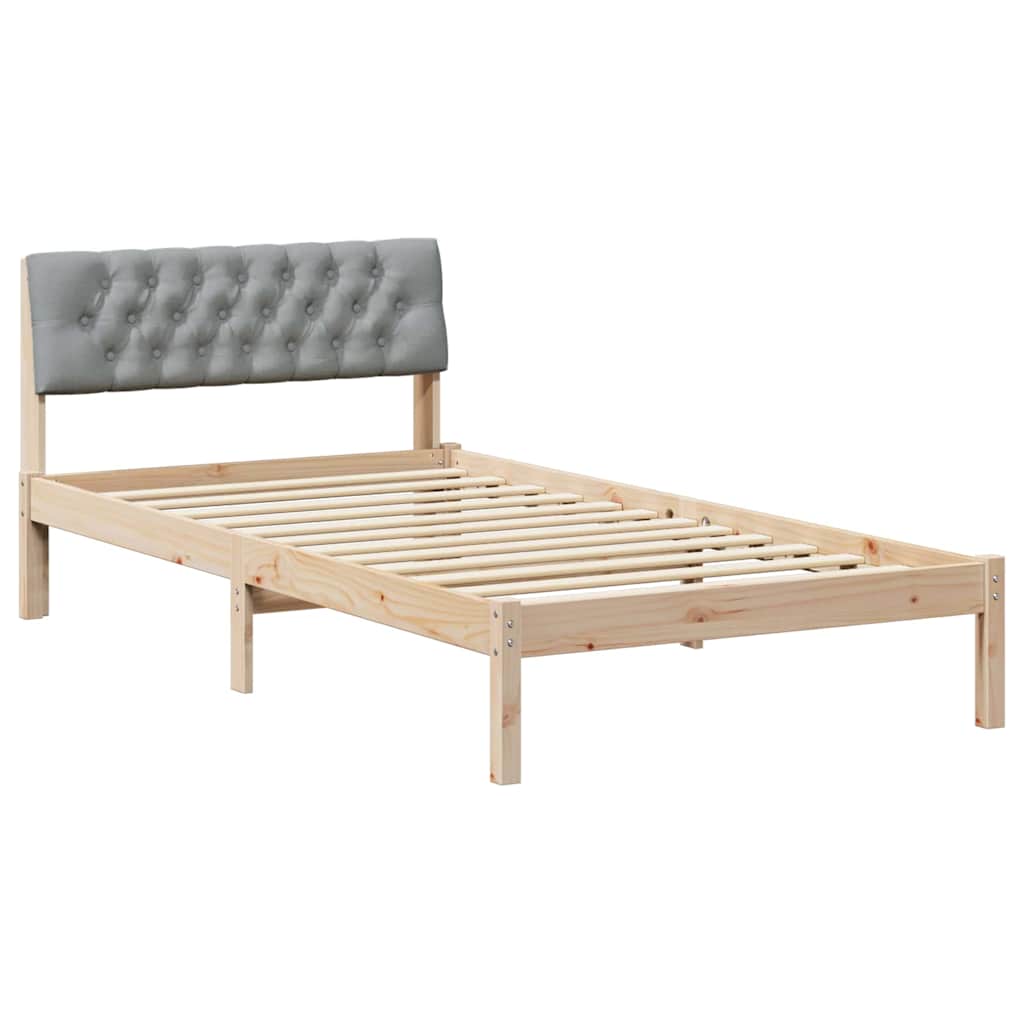 Bettgestell Braun und hellgrau 100 x 200 cm Massivholz Kiefer