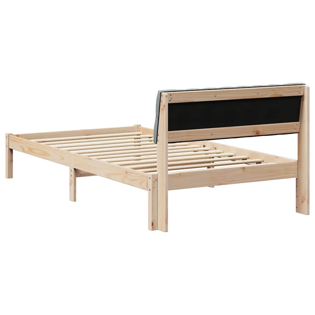 Bettgestell Braun und hellgrau 100 x 200 cm Massivholz Kiefer