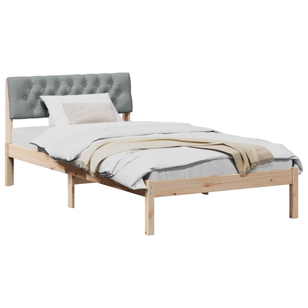 Bettgestell Braun und hellgrau 100 x 200 cm Massivholz Kiefer