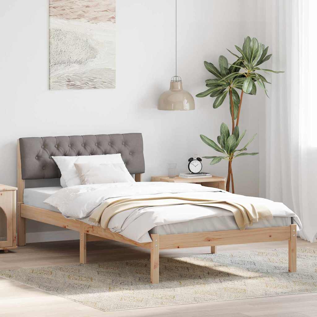 Bettgestell Braun und Taupe 100 x 200 cm Massivholz Kiefer