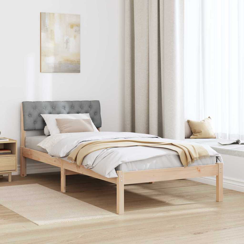Bettgestell Braun und hellgrau 90 x 200 cm Massivholz Kiefer