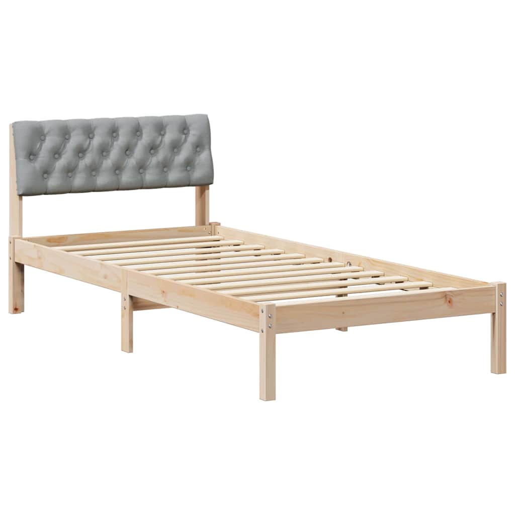 Bettgestell Braun und hellgrau 90 x 200 cm Massivholz Kiefer