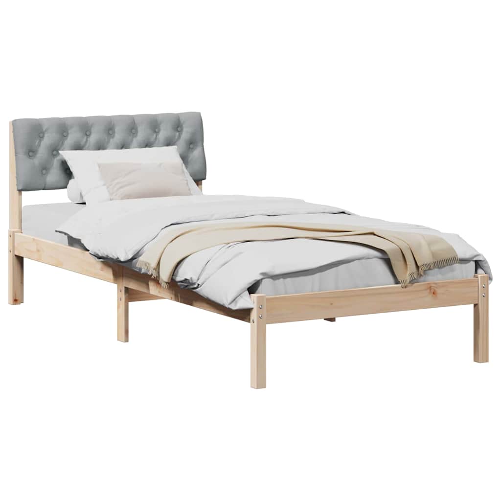 Bettgestell Braun und hellgrau 90 x 200 cm Massivholz Kiefer