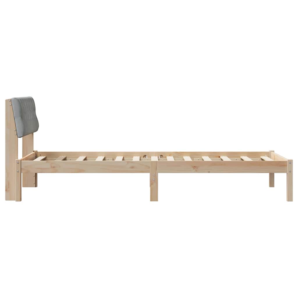 Bettgestell Braun und hellgrau 90 x 200 cm Massivholz Kiefer
