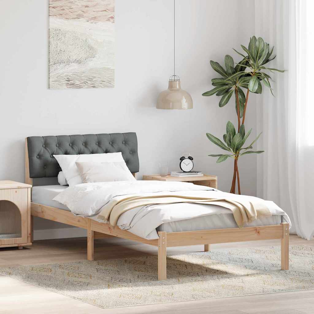 Bettgestell Braun und Dunkelgrau 90 x 200 cm Massivholz Kiefer