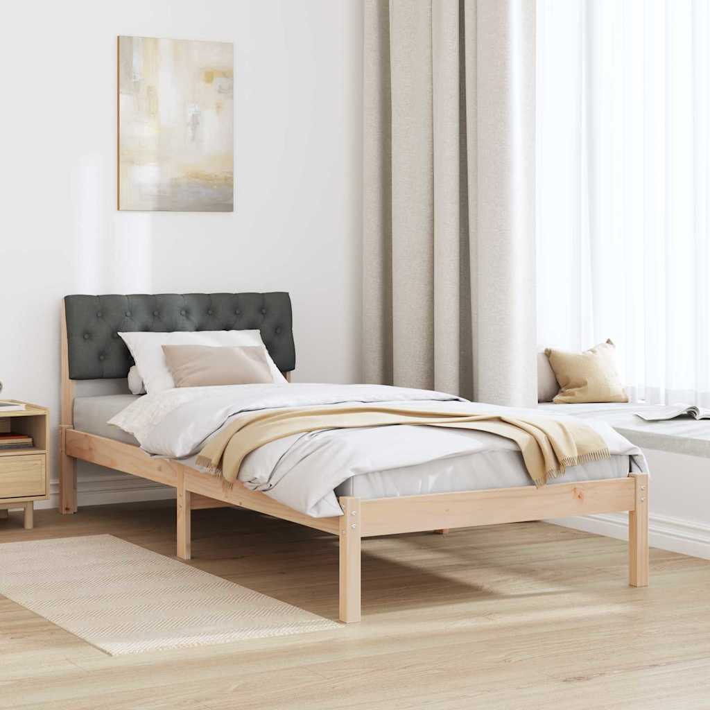 Bettgestell Braun und Dunkelgrau 90 x 200 cm Massivholz Kiefer